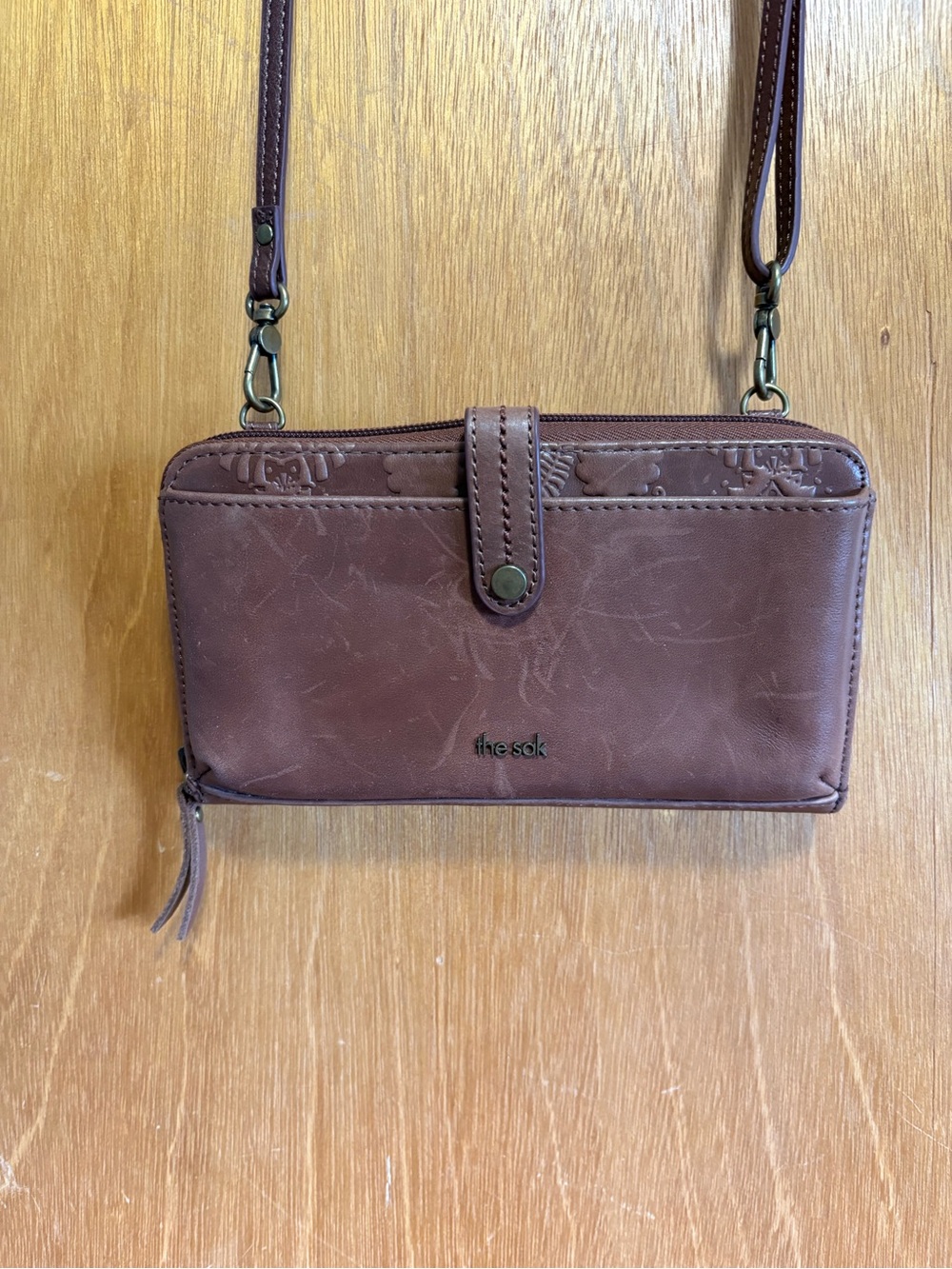 The Sak Brown Leather-Look Convertible Crossbody Wallet